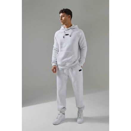 Regular Fit Man Active Hoodie & Jogger Tracksuit | Light Grey | Size Medium