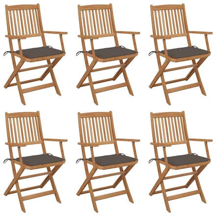 vidaXL - Inklapbare - stoelen - 6 - st - met - kussens - massief - acaciahout