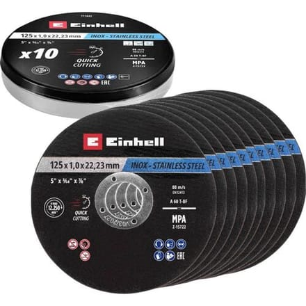 Einhell 711442 Doorslijpschijfset 125 mm 10 stuk(s) Metaal, RVS, Staal, Blik