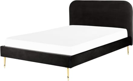 FLAYAT - Tweepersoonsbed - Zwart - 140 x 200 cm - Fluweel