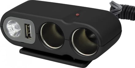 Carpoint 2-weg Stekkerdoos - USB - 12V - 5A - met verlichting