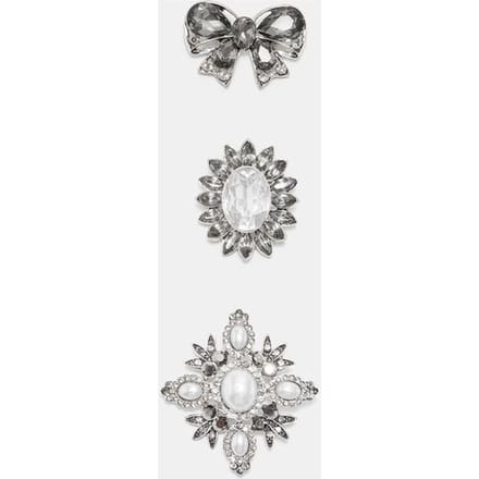 Stradivarius Set van 3 sierlijke broches  Grijs OS
