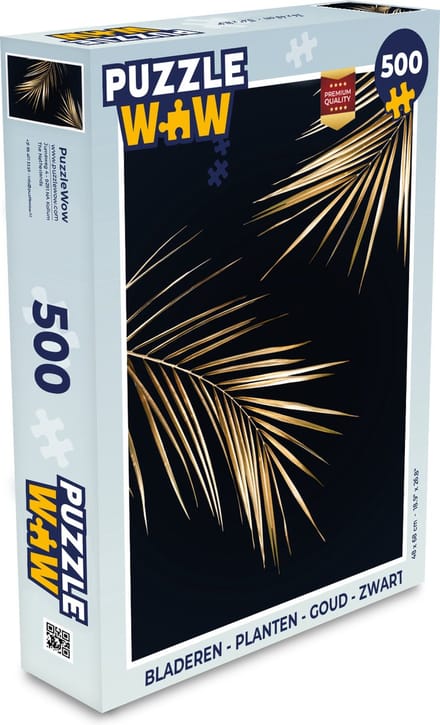 Puzzel Bladeren - Planten - Goud - Zwart - Luxe - Legpuzzel - Puzzel 500 stukjes