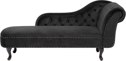 BELIANI NIMES - Chaise longue - Zwart - Rechterzijde - Fluweel
