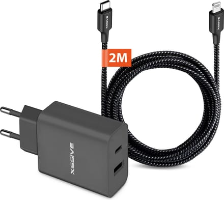 USB en USB C Oplader Set - 2 Meter - Geschikt voor iPad, iPhone en AirPods met Lightning aansluiting