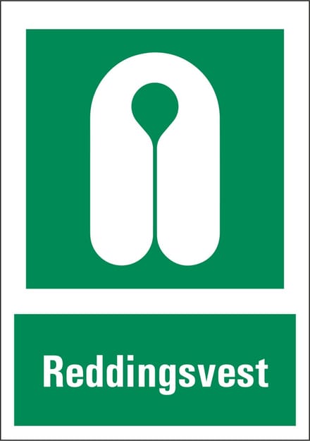 Reddingsvest sticker met tekst 297 x 420 mm