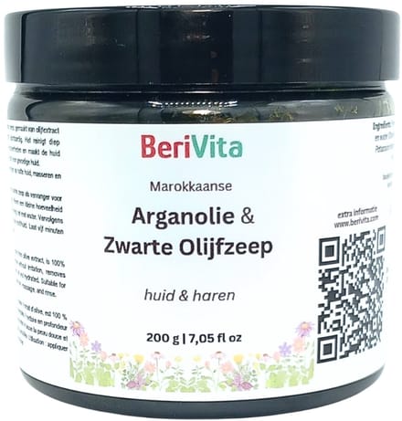 Marokkaanse Zwarte Zeep met Arganolie 200gr - Arganzeep, Sabon Beldi
