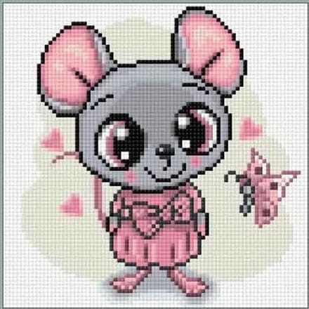 Wizardi Diamond Painting Kit Cute Mouse WD2476