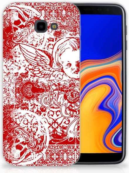 Silicone Back Case Samsung Galaxy J4 Plus (2018) Angel Skull Rood