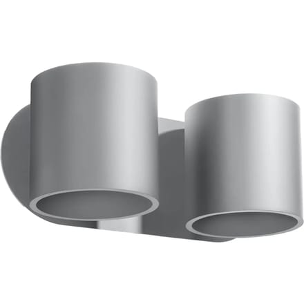 Wandlamp ORBIS 2 met 2 cilindervormige kappen - Sollux Lighting - IP20 - Grijs aluminium behuizing - 26 x 12 x 10 cm - 2 x G9 LED, exclusief lichtbron - 2 x 8 W - Moderne wandlamp voor gang, hal en woonkamer