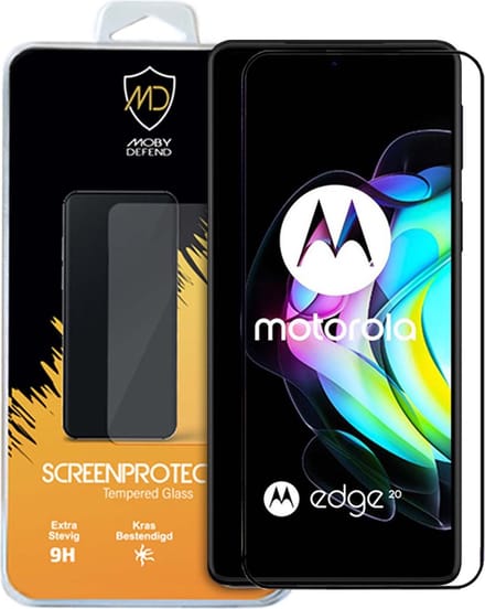 MobyDefend Screenprotector - Geschikt voor Motorola Edge 20 - Screensaver Met Zwarte Randen - Gehard Glas