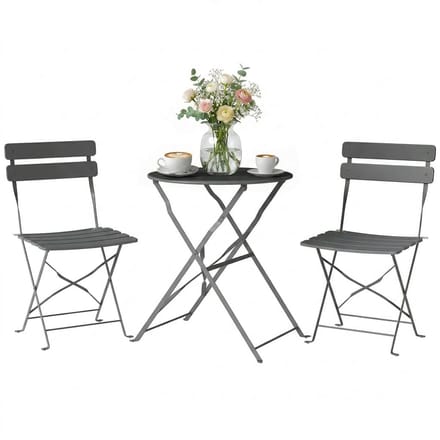 Outsunny Bistroset voor buiten - Metaal - 58 x 58 x 70 cm - Grijs