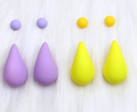 4 paar oorbellen | paars en geel