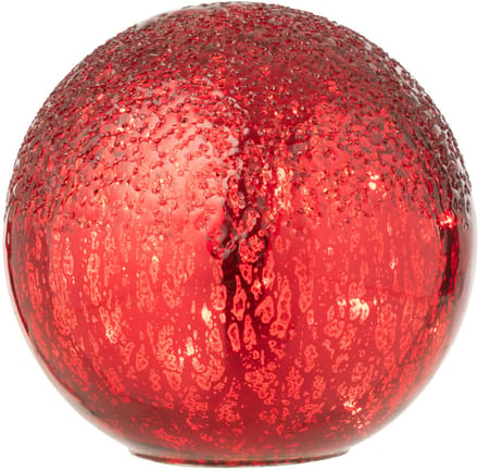 J-Line decoratie Bal Gekraakt - glas - kerstrood - small - LED