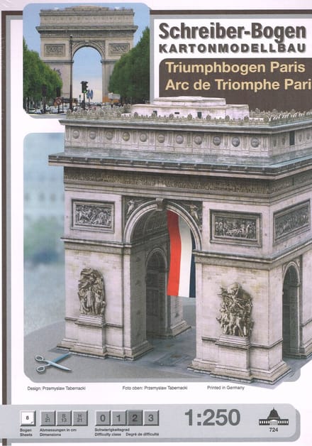 Bouwplaat Arc de Triomphe te Parijs, schaal 1:250