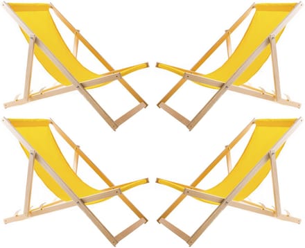 Set van 4 ligstoelen - Tuinstoel - Strandstoel - Geel