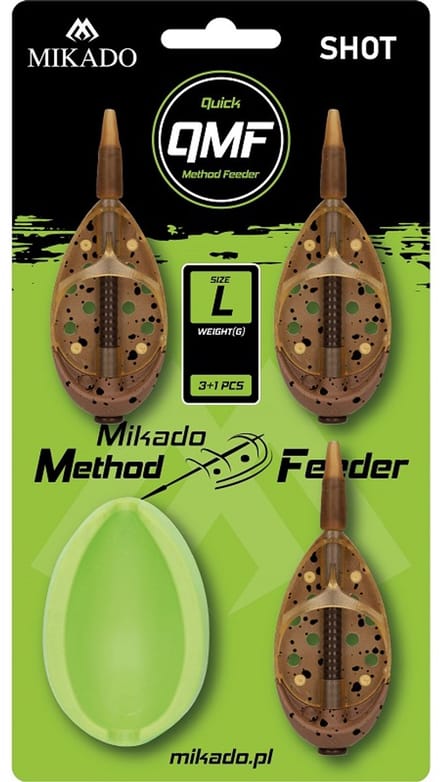 Mikado Method Feeder Shot Q.M.F. Set L – 3×40 g + Feeder Mould – In-Line Method Feeder Set