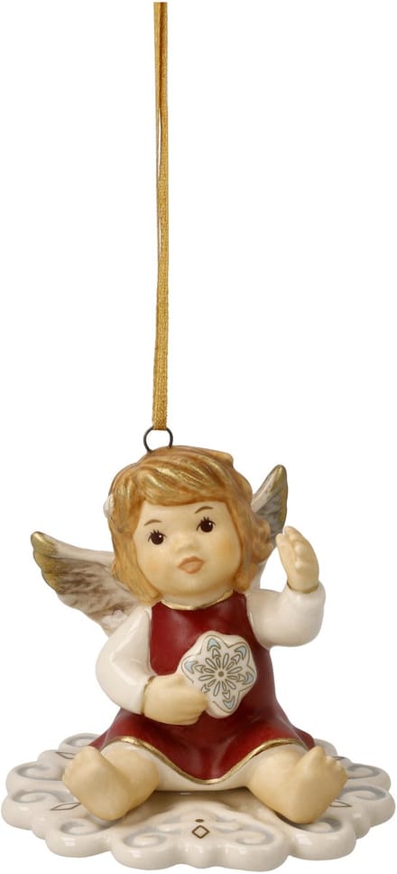 Goebel - Kerst | Kersthanger Engel Op weg naar de aarde rood | Aardewerk - 6cm - 2025