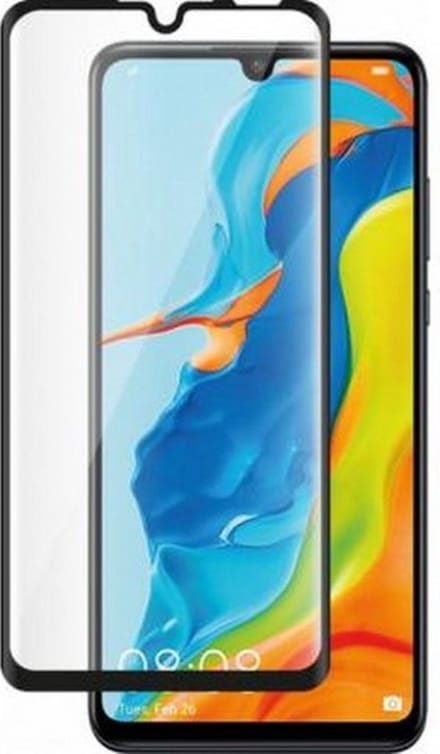 Bigben Connected, Screenprotector geschikt voor Huawei P30 Lite - Tempered Glass 2.5D & Anti-Scratch, Transparant zwart
