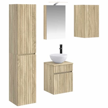 vidaXL - Badkamerkast - set - 5 - st - Sonoma - Eiken - Bewerkt - hout