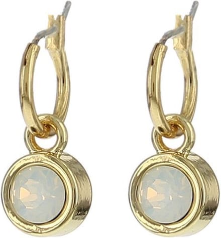 Biba Hang Oorbellen met Swarovski Steentje Wh. Opal Goud