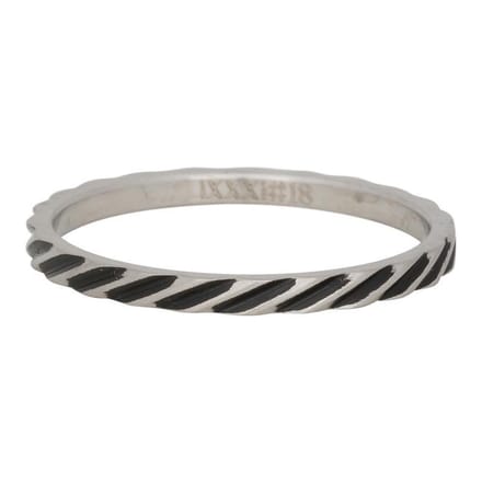 iXXXi Vulring 2mm Slanting stripes ring mat zilverkleurig - maat 17