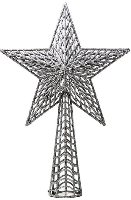 GUIRMA - Kerstboompiek Ster Zilver Glitter 27 cm Kerstdecoratie