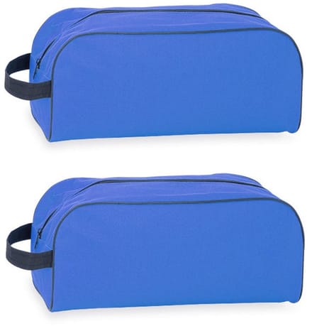 Schoenentas - 2x - 8 liter - blauw - 35 x 16 x 15 cm - polyester - ritssluiting - reizen