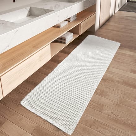 Wafel Badmat - Antislip Tapijt - Badkamer Droog Houden - Dubbele Laag Wafeltextuur - 60 x 122 cm - Wit