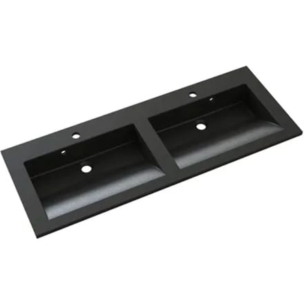 Allibert Dubbele Wastafel Slide Solidsurface - Polybeton - Rechthoekig - Zwart - 120,2cm