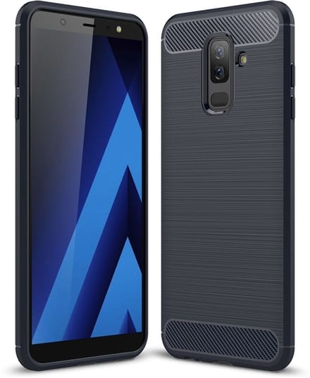 Ntech Soft Brushed TPU Hoesje Geschikt Voor Samsung Galaxy A6+ (2018) - Donker Blauw