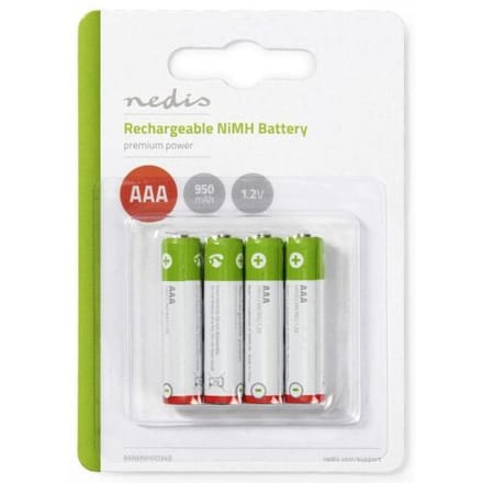 Nedis Oplaadbare NiMH-Batterij AAA - 1.2 V DC - 950 mAh - Voorgeladen - 4-Pak