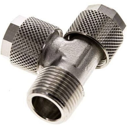 12x10 & R3/8'' Vernikkeld Messing T-Opsteekkoppeling Buitendraad