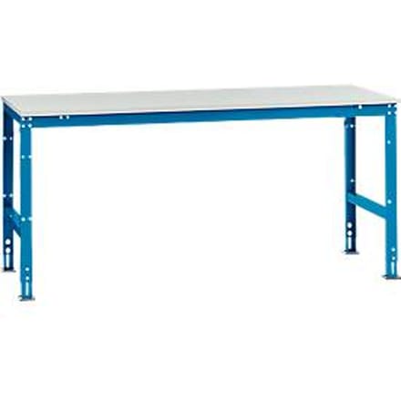 Manuflex AU4121.5012 Werk achtergrond tafel universele standaard met melamine schijf, bxdxh = 2000 x 1000 x 760-870 mm Lichtblauw (RAL 5012)
