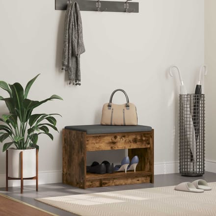 vidaXL - Hallenbank - Gerookte - Eik - 63 - x - 38 - x - 45 - cm