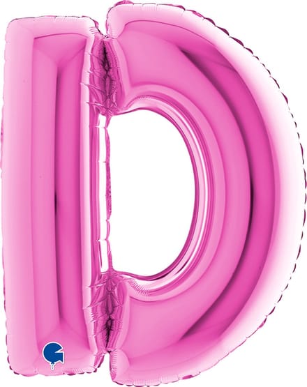 Folieballon 100cm letter D - fuchsia roze