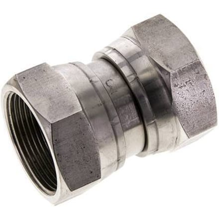 Rechte Verloopnippel G1 1/2'' Binnendraad Hoge Druk RVS  60° Conus  125bar Hydrauliek