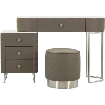 Bureau met kruk Bed Desk Sharon Grey With Stool Silver Legs 120×40×75 cm