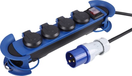 Q-Link stekkerdoos - 4-voudig - outdoor - CM-system - CEE - 3 x 1.5 mmÂ² - 5 m - blauw