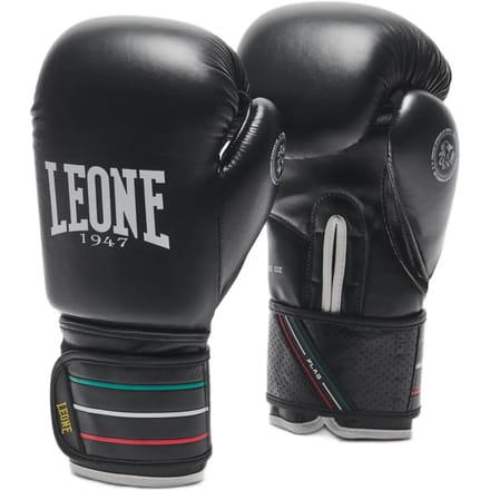 Leone1947 Flag Leer Kunstmatige Bokshandschoenen Zwart 10 oz