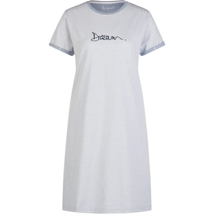 By Louise Essential Dames Nachthemd Korte Mouw Gestreept Lichtblauw - Maat M