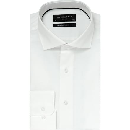 Michaelis slim fit overhemd - Oxford - wit - Strijkvrij - Boordmaat: 42