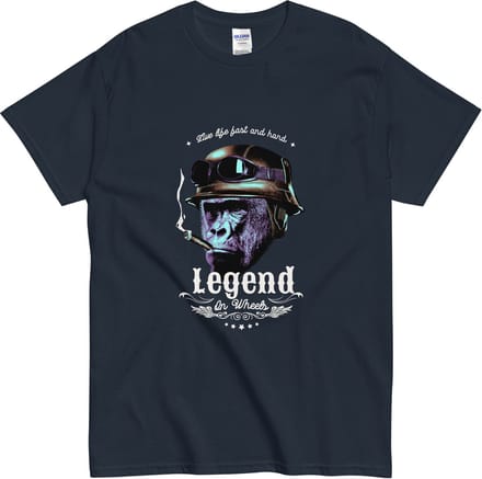 Biker Gorilla Tshirt - Fast Life Legend Quote - Dames & Heren - Blauw - M