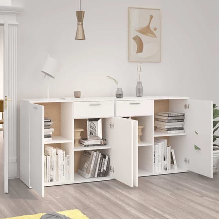vidaXL - Dressoir - 160x36x75 - cm - bewerkt - hout - wit