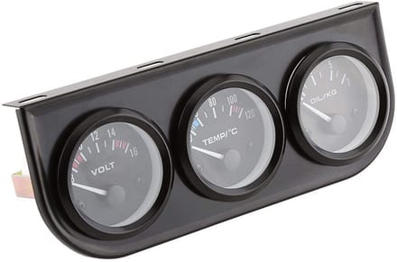 Set met drievoudige meters - Olie/volt/watermeter - 52 mm drievoudige meters - 3 in 1 voltmeter + watertemperatuurmeter + oliedrukmeter met sensor voor auto-vrachtwagen - auto-accessoires - voertuigmeter