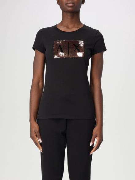 Sequin Logo TShirt Wo - Black T-Shirts