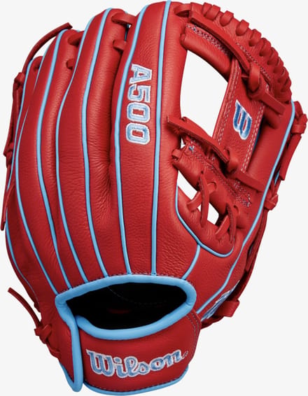 Wilson - Honkbalhandschoen - A500 - Jeugd - Rood - 1,5 inch - Voor Linkshandige Werper (LHT)
