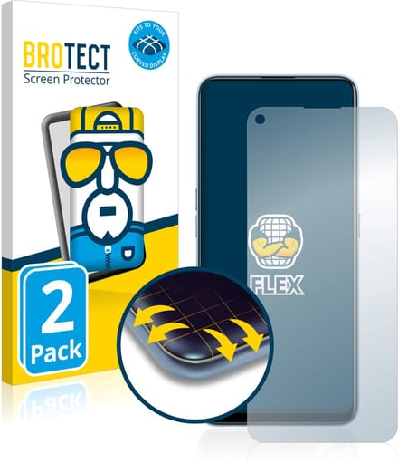 BROTECT - Screenprotector voor realme 7 Pro - Folie Beschermfolie transparant volledig dekking - 2 Stuks