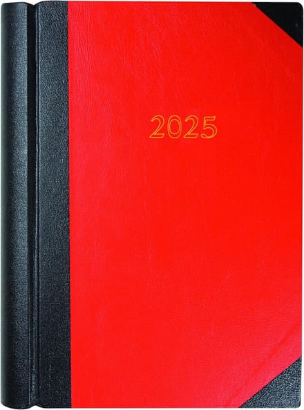 Professioneel A4 Dagboek 2025 Rood - Dagoverzicht - Hardcover Zakenplanner