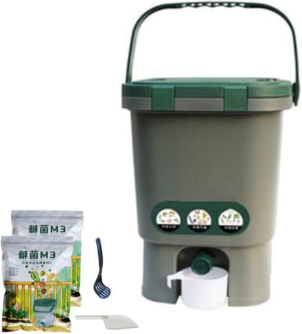 Compostbak Keuken - Compostemmer GFT - Voedselafval Verwerken - Reukloos Composteren - 4 Liter - Groen